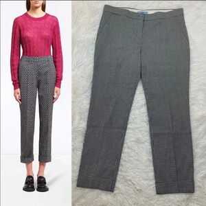 NWOT Prada Check Print Gabardine Wool Trouser Black and White Designer Women 10